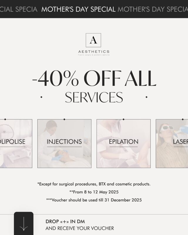 -40% MOTHER’S DAY SPECIAL at Aesthetics clinic Geneva and Montreux! 

Your love is the eternal flame that warms our hearts today and always,
Happy Mother’s Day 🖤🤍!

-40% on 
Lasers, HA Injections, Morpheus8, Cryolipolysis, RF, EMS and more! 

* Offer valid from 8 to 12 May inclusive for all Vouchers bought online or in the clinic.
* Except for surgery, botulinum toxin and cosmetic products.
*The voucher should be used before 31st December 2025.

Geneva: Call us at +41 22 732 22 23 or reach out on WhatsApp at +41 79 931 20 66
Montreux: Call us at +41 79 908 98 98
Gstaad: Call us at +41 79 196 98 69

📍 Rue du Rhône 17, 1204 Geneva
📍 Avenue Claude-Nobs 2, Montreux