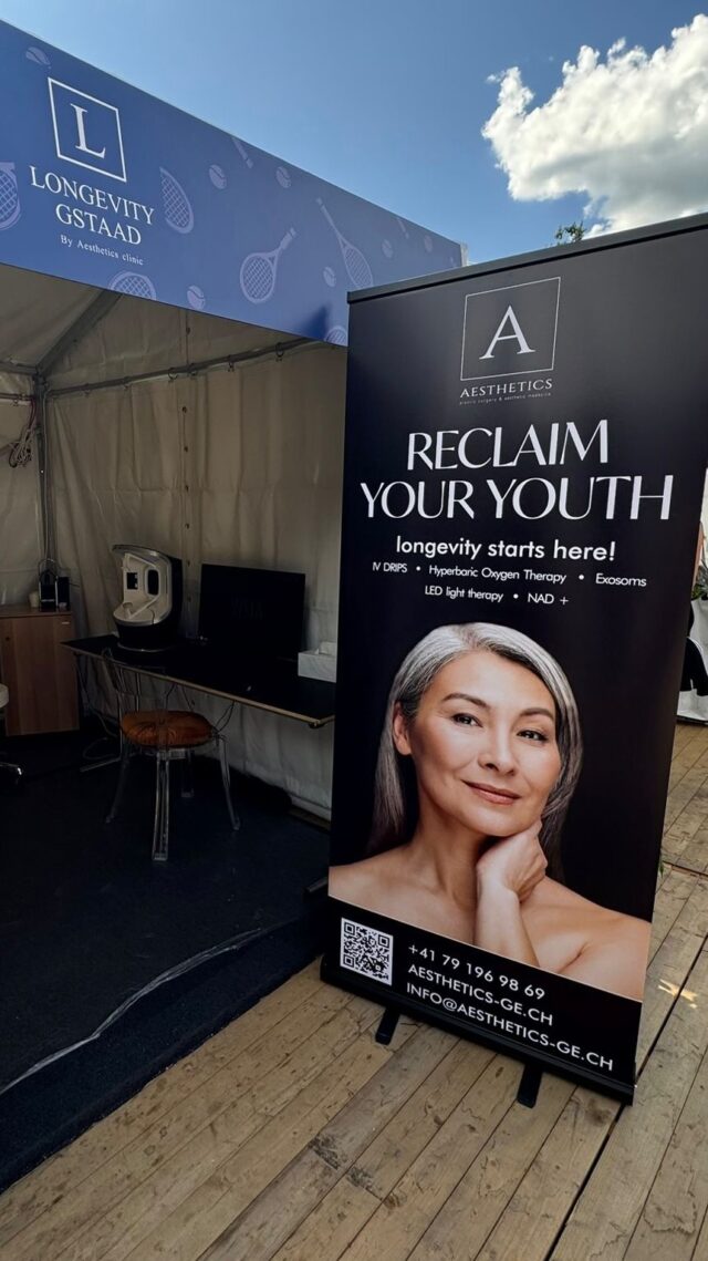 ✨ We’re live at the EFG Swiss Open Gstaad 2025!
Where elegance, health, and high-level sport come together.

This week, Aesthetics Clinic brings its signature approach to longevity and aesthetic innovation right to the heart of one of Switzerland’s most celebrated tennis events.
Our pavilion isn’t just about presence — it’s an invitation to experience future-forward wellness.

💧IV therapies, exosomes, NAD+, advanced skin diagnostics, and LED light treatments — designed for those who demand performance, vitality, and timeless beauty.

Stop by to explore, connect, and recharge.
We’re here to inspire, educate, and elevate your well-being 💫

#EFGswissopen #Gstaad2025 #AestheticsClinic #LongevityStartsHere #antiaging #swissclinic #gstaadlife #beautymeetsperformance#DrTenorio#médecinesthétiquegenève#Nad+#IVdrips#hbot#